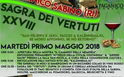 Il 1° maggio è festa a Paganico Sabino con il “Kalènnemàju” e la “Sagra dei Vertuti”